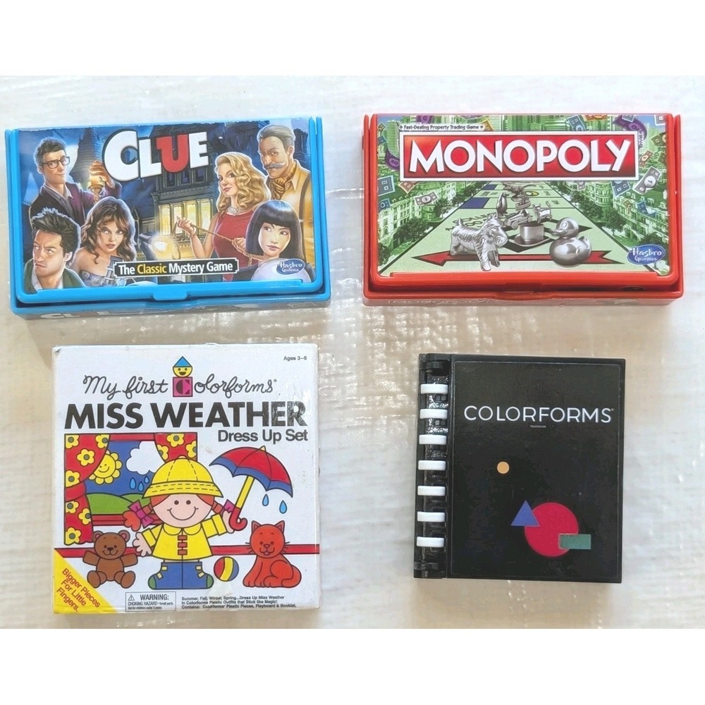 Mini‎ Board Game Lot Clue Monopoly Colorforms Miss Weather Toy